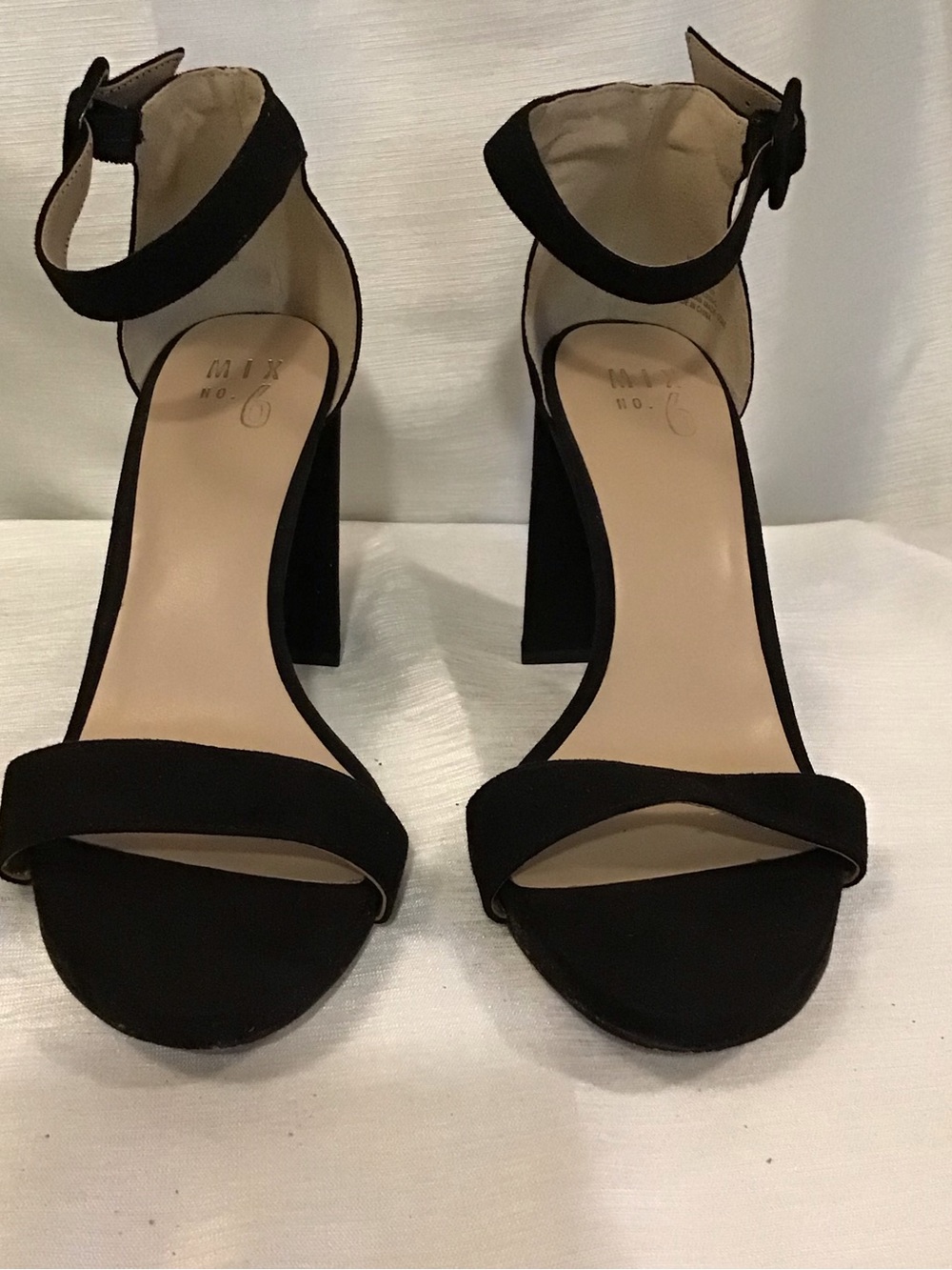 Mix No. 6 Black Ankle-Strap Block Heel Sandals